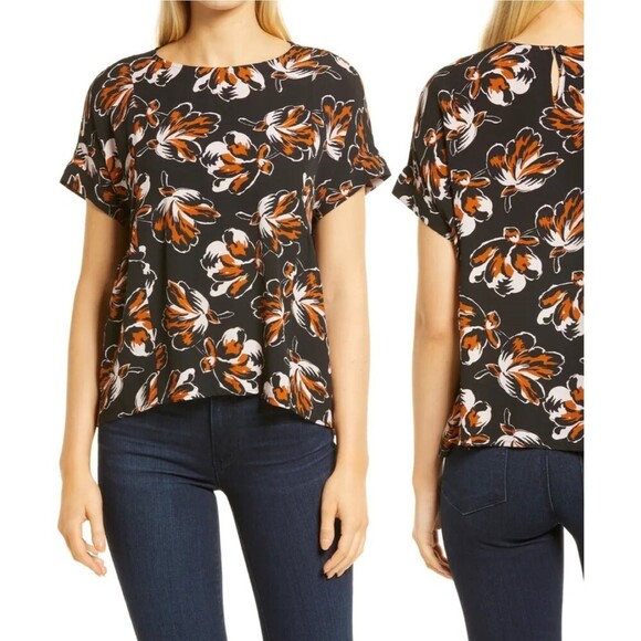 Madewell Duskblossom Shirred Short Sleeve Top. Size XS - Picture 1 of 9